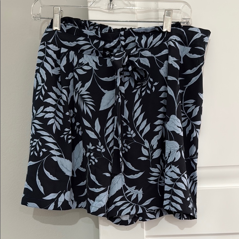 Dark and Light Blue Leaf Print Shorts